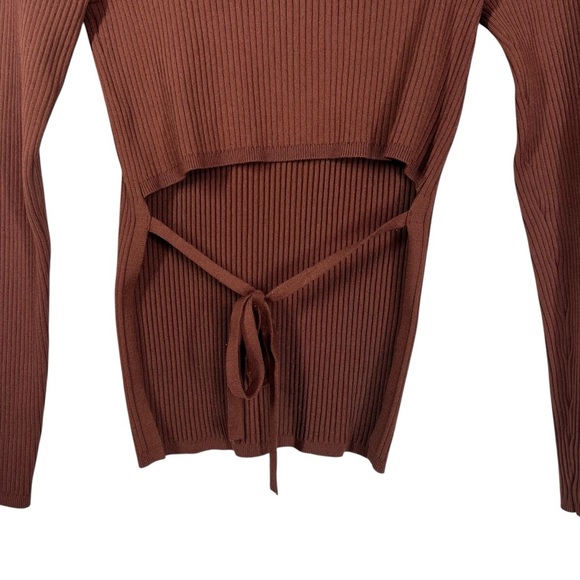 BABATON Medium Rust Brown Ribbed Long Sleeve Top Fitted Long Sleeve Shirt - Picture 6 of 8